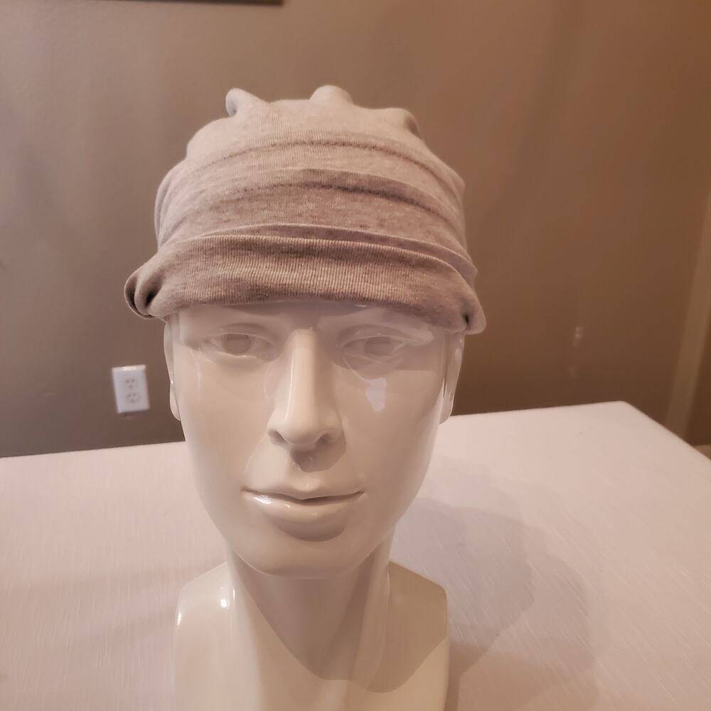 Cardani Womens Grey Pleated Slouchy Turban Chemo Beanie Hat 100% Organic Cotton